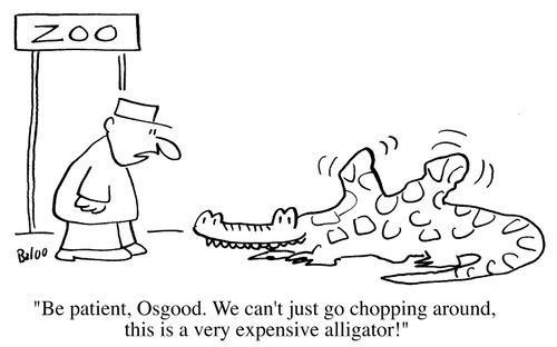 Be patient, Osgood. We can't just go chopping around, this is a very expensive alligator