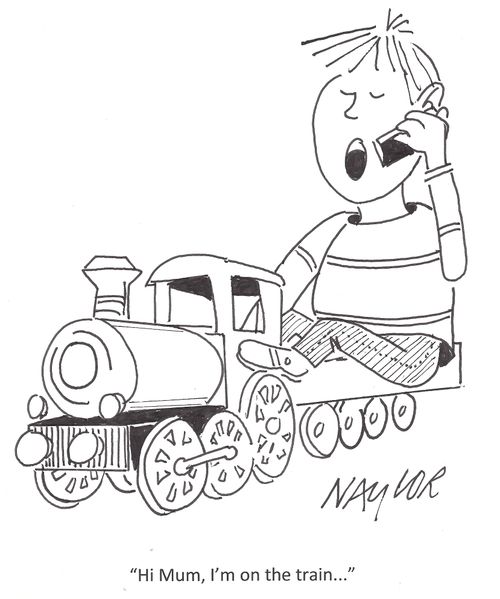 'Hi mum, I'm on the train. . .'
