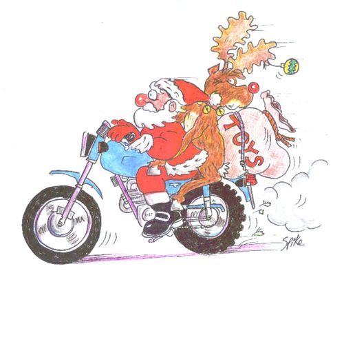 Santa on motorbike.