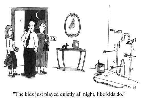 "The kids just played quietly all night, like kids do."