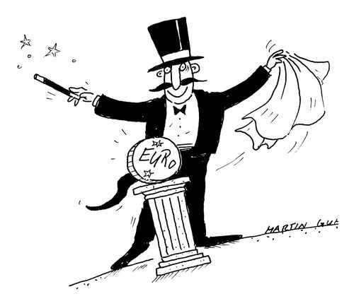 Magician producing the Euro