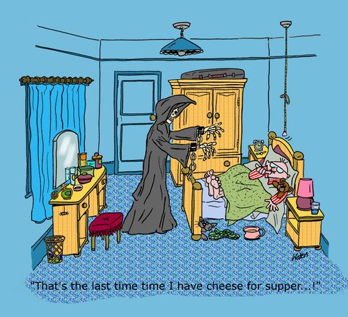 'That's the last time I have cheese for supper...!'