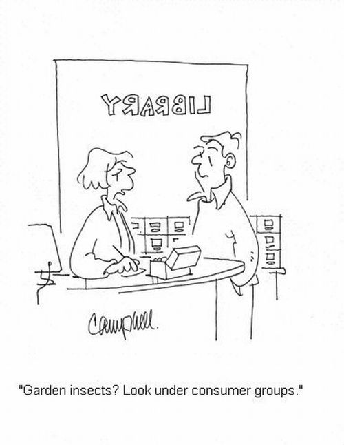 'Garden insects? Look under consumer groups.' 
