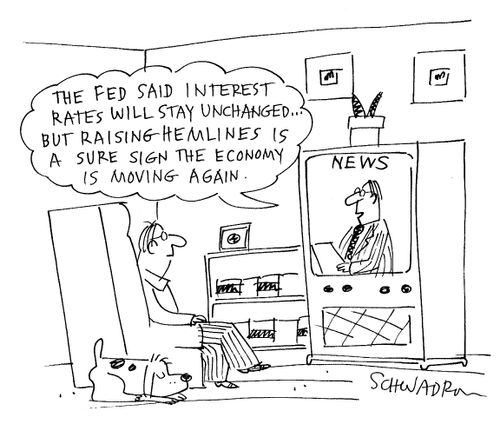 'The Fed said interest rates will stay unchanged...but raising hemlines is a sure sign the economy is moving again.'