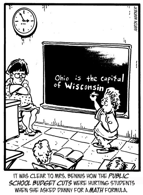 It was clear to Mrs. Bennis how the public school budget cuts were hurting students when she asked Danny for a math formula.