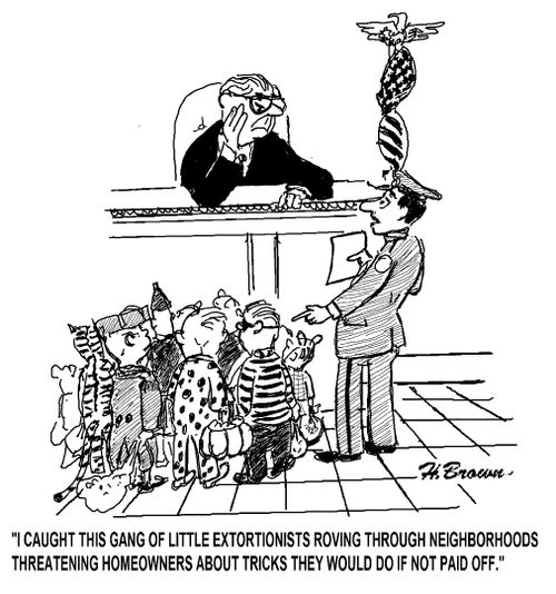 'I caught this gang of little extortionists roving through neighborhoods threatening homeowners about tricks they would do if not paid off.'