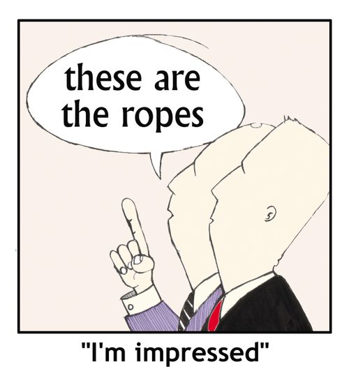 'I'm impressed.' (showing the ropes)