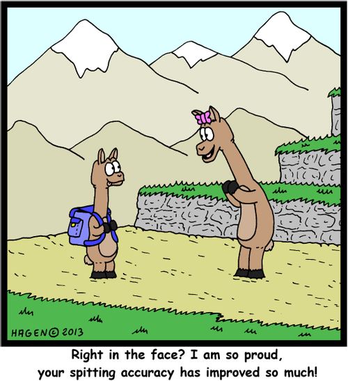 'Right in the face? I am so proud, your spitting accuracy has improved so much!'
