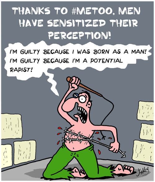 "I'm guilty because I was born as a man! I'm guilty because I'm a potential rapist!"