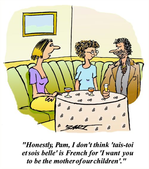 'Honestly, Pam, I don't think 'tais-toi et sois belle' is French for 'I want you to be the mother of our children'.'