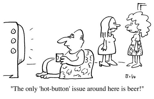 The only 'hot button' issue around here is beer