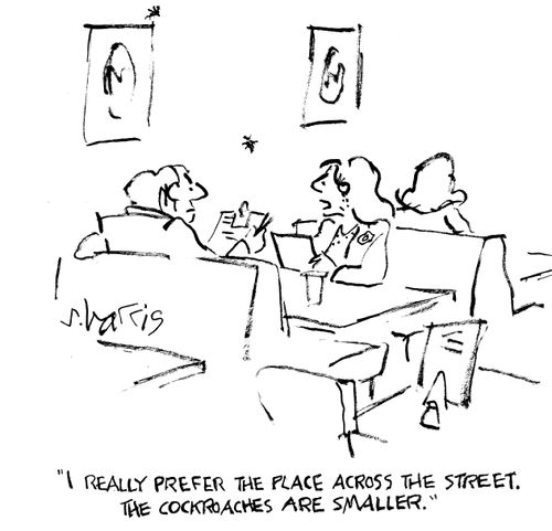 "I really prefer the place across the street. The cockroaches are smaller."