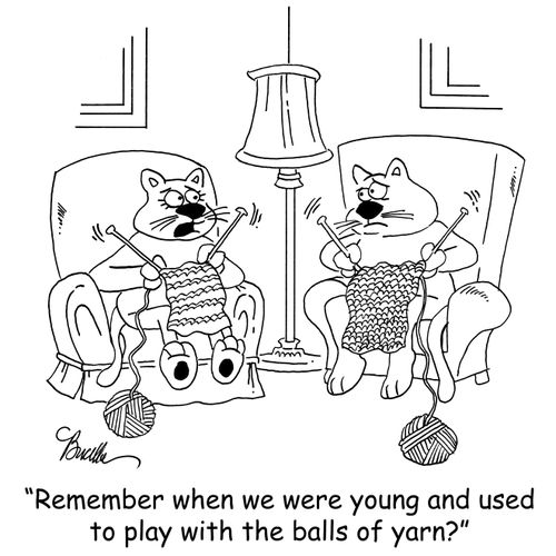 'Remember when we were young and used to play with the balls of yarn?'