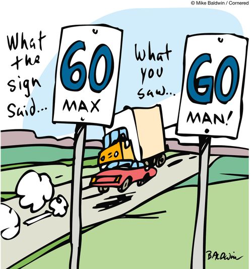 What the sign said: 60 max.  What you saw: Go man!