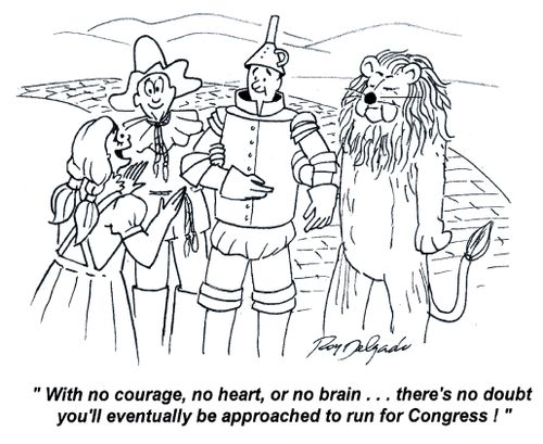 With no courage, no heart, or no brain...there's no doubt you'll eventually be approached to run for Congress!!'