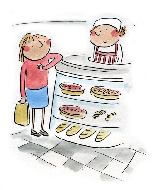Picking pastries.