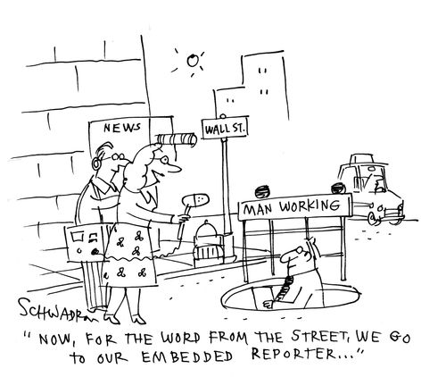 'Now, for the world from the street, we go to out embedded reporter...'