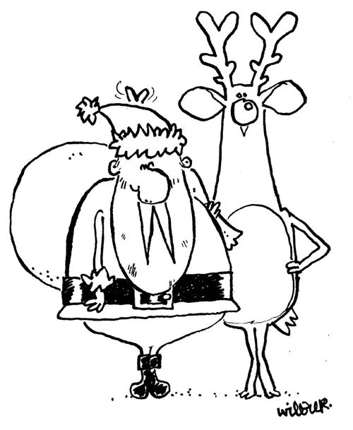 Santa and his reindeer.