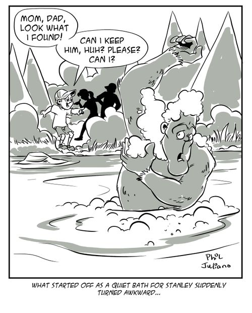 What started off as a quiet bath for Stanley suddenly turned awkward...