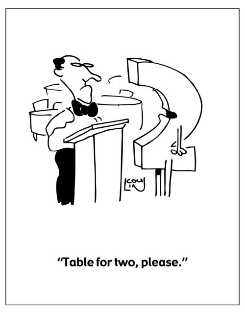 "Table for two, please."