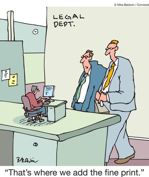 'That's where we at the fine print.'