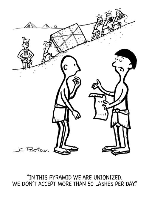 'In this pyramid we are unionized. We don't accept more than 50 lashes per day.'