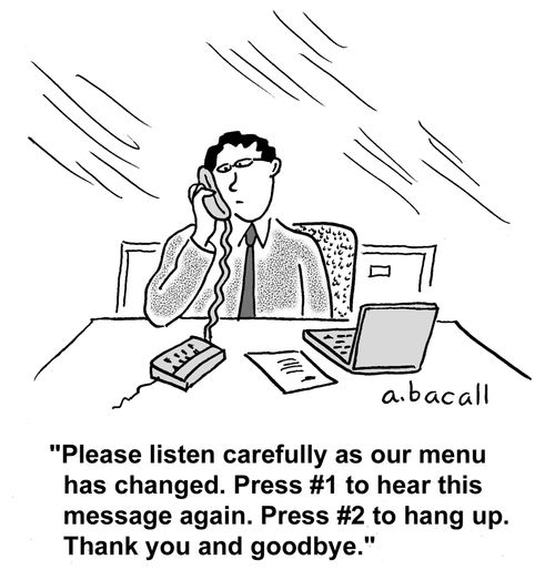 Please listen carefully as our menu has changed...