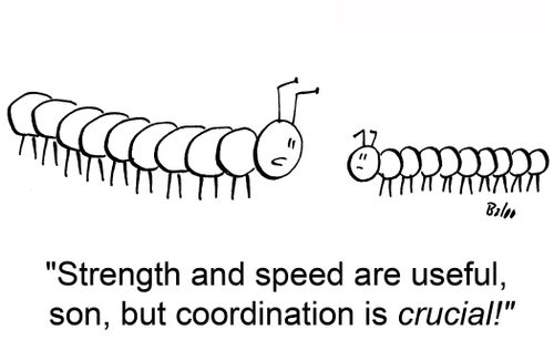 'Strength and speed are useful, son, but coordination is crucial!'