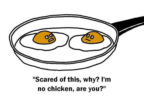'Scared of this, why? I'm no chicken, are you?'