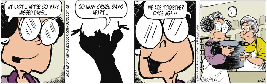 "At last...after so many missed days...so many cruel days apart...we are together once again!"