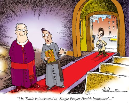 'Mr. Turtle is interested in 'Single Prayer Health Insurance'...'