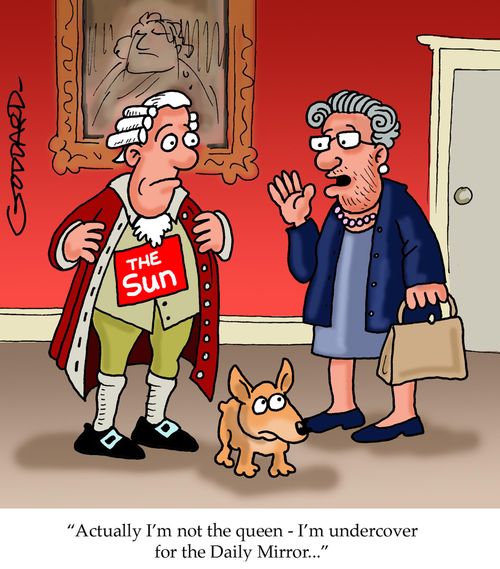 'Actually I'm not the queen - I'm undercover for the Daily Mirror'.