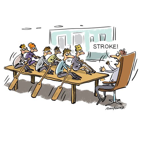 Boardroom rowing teamwork