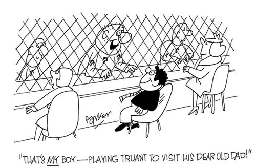 'That's MY boy-playing truant to visit his dear old dad!'