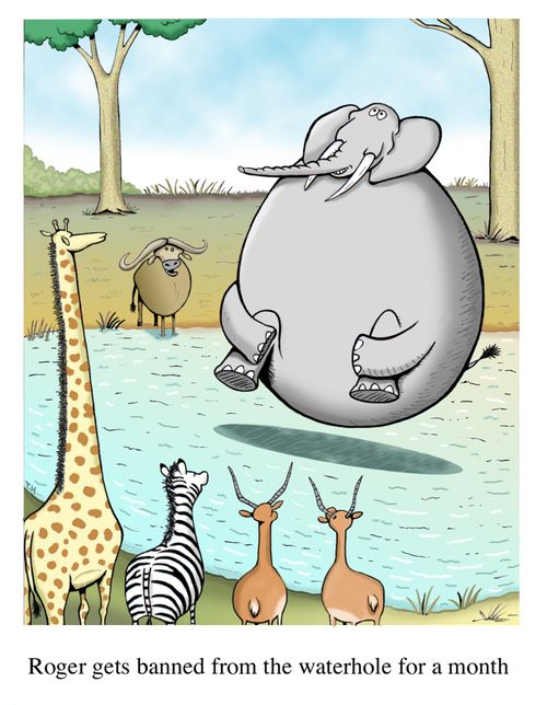 Roger gets banned from the waterhole for a month