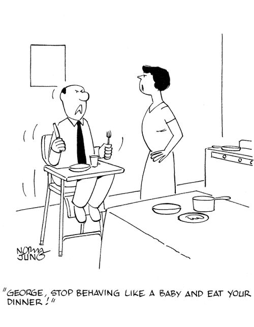 'George, stop behaving like a baby and eat your dinner!'