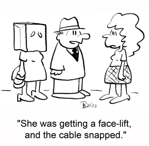 'She was getting a face-lift, and the cable snapped.'