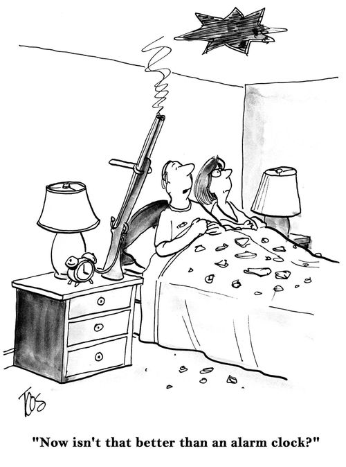 'Now isn't that better than an alarm clock?'