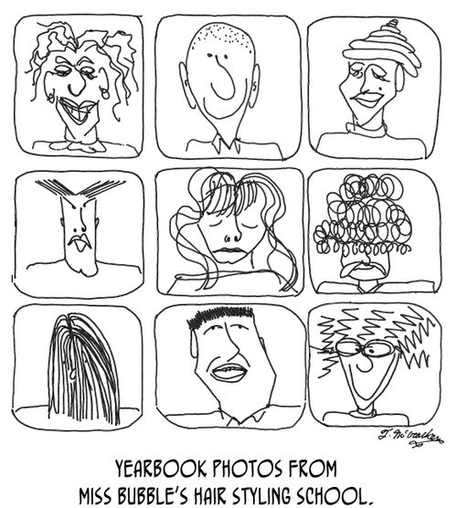Yearbook photos from Miss Bubble's Hair Styling School.