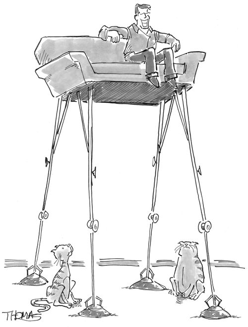 Couch on stilts so cats can't scratch it