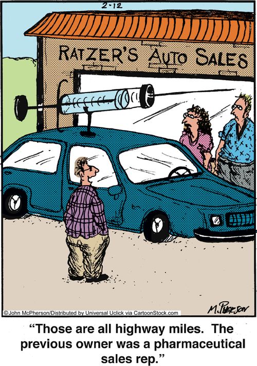 'Those are all highway miles. The previous owner was a pharmaceutical sales rep.'