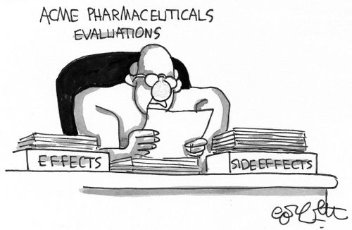 Drug company workbox: 'Effects...side effects.'
