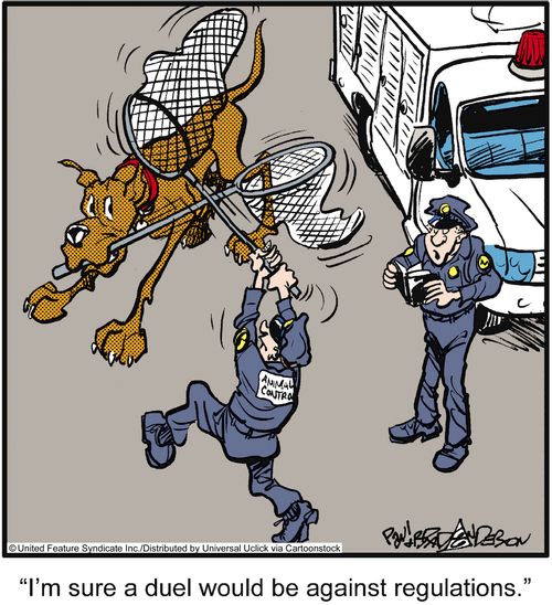 'I'm sure a duel would be against regulations.'