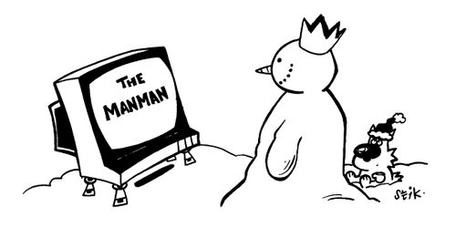 Snowman watching 'The manman'