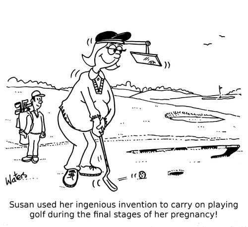 Susan used her ingenious invention to carry on playing golf during the final stages of her pregnancy!