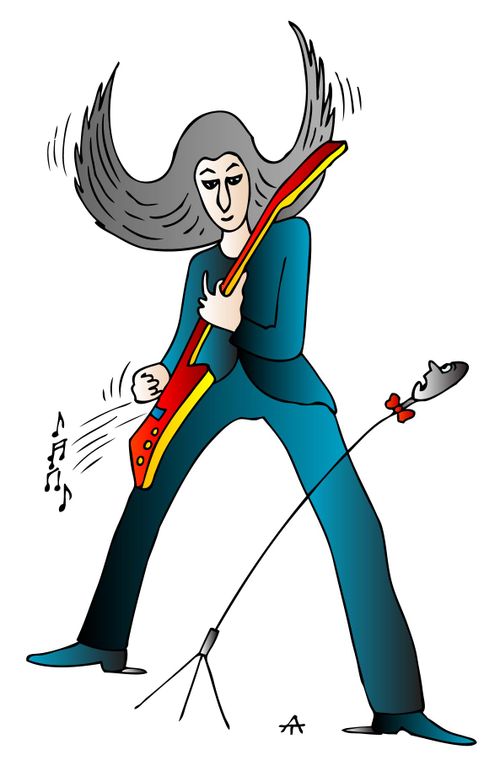 A rock guitarist plays.