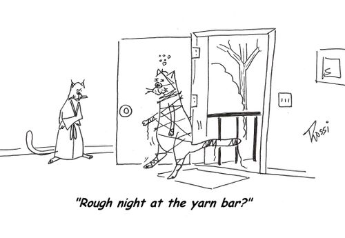 'Rough night at the yarn bar?'