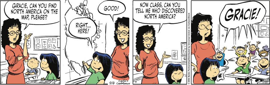 "Gracie, can you find North America on the map, please?"