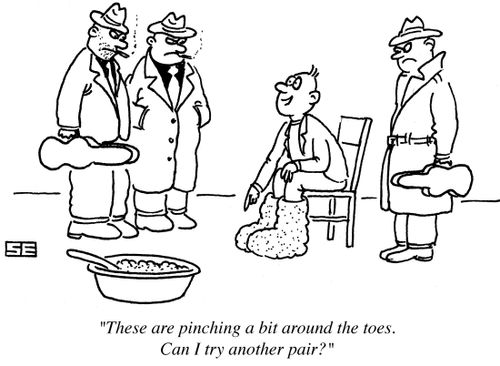 'These are pinching a bit around the toes. Can I try another pair?'