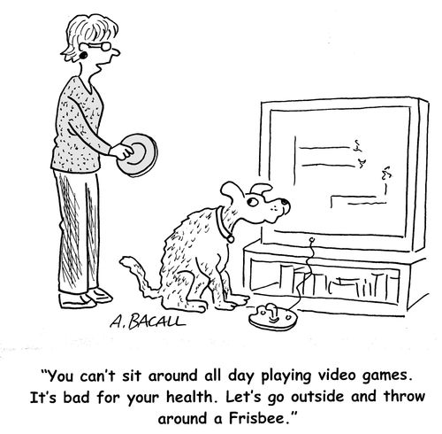 You can't sit around all day, it's bad for you. Let's go and throw around a Frisbee.